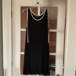 Black knit dress with white trim size large